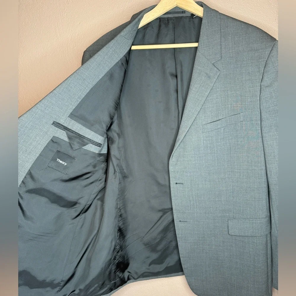 Theory Men's Chambers Blazer Suit Coat in Stretch Wool Medium Charcoal Size 46R